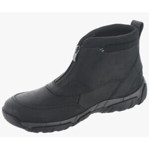 Clarks Men's Grove Zip Waterproof Ankle Boot, Black Leather, 11.5